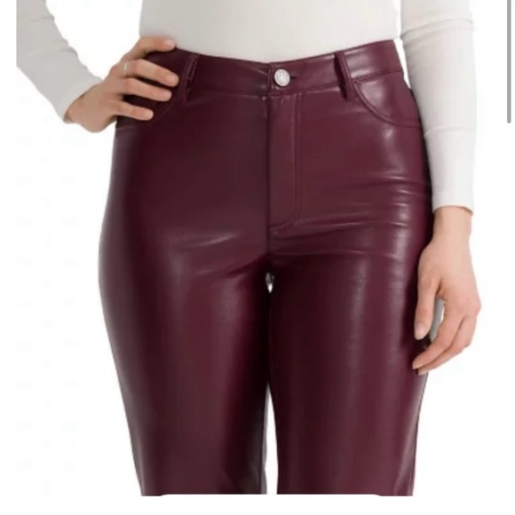 - Joie faux leather pants burgundy NWT straight formal casual soft light size 12 - Picture 3 of 10